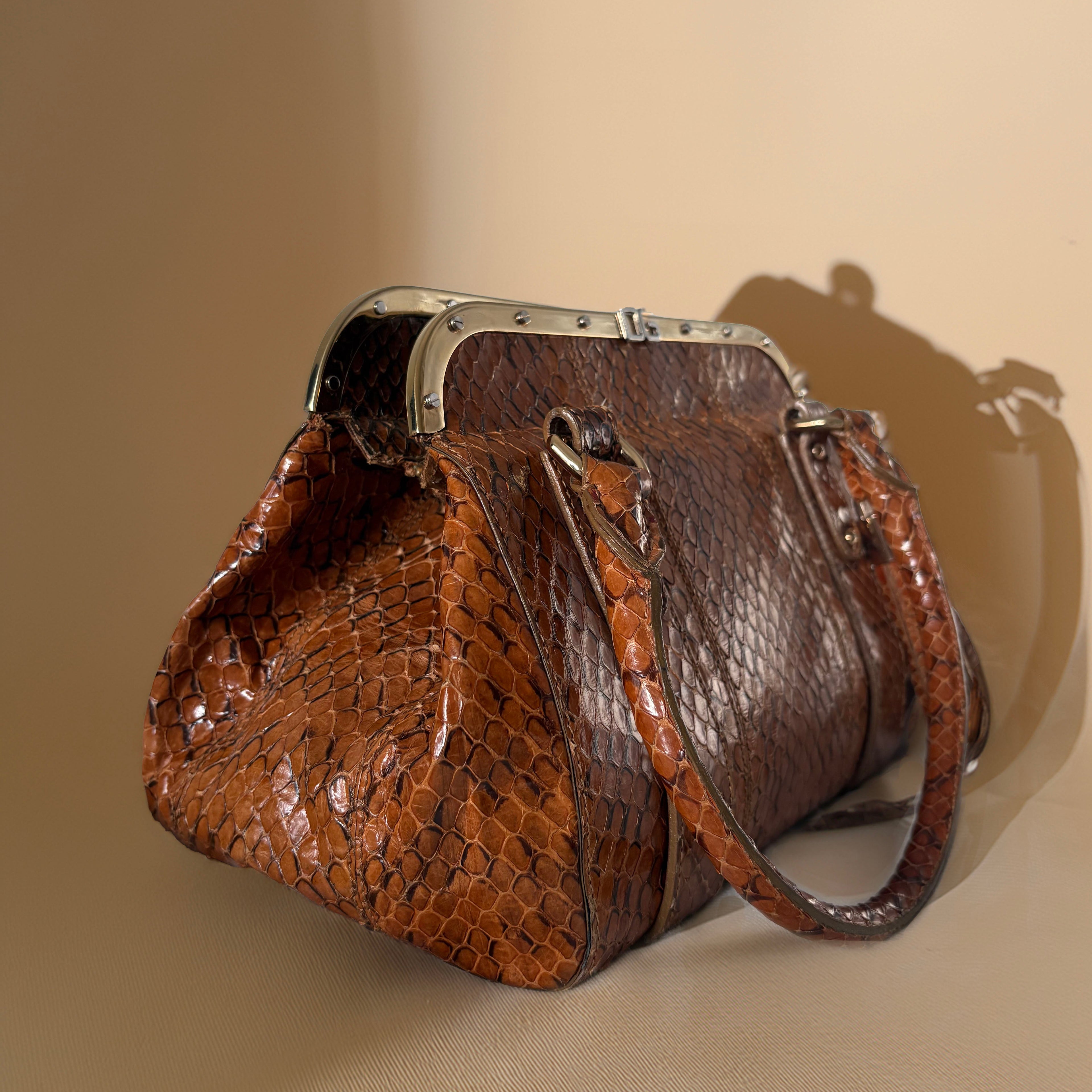 Dolce & Gabbana Brown Python Small Handbag