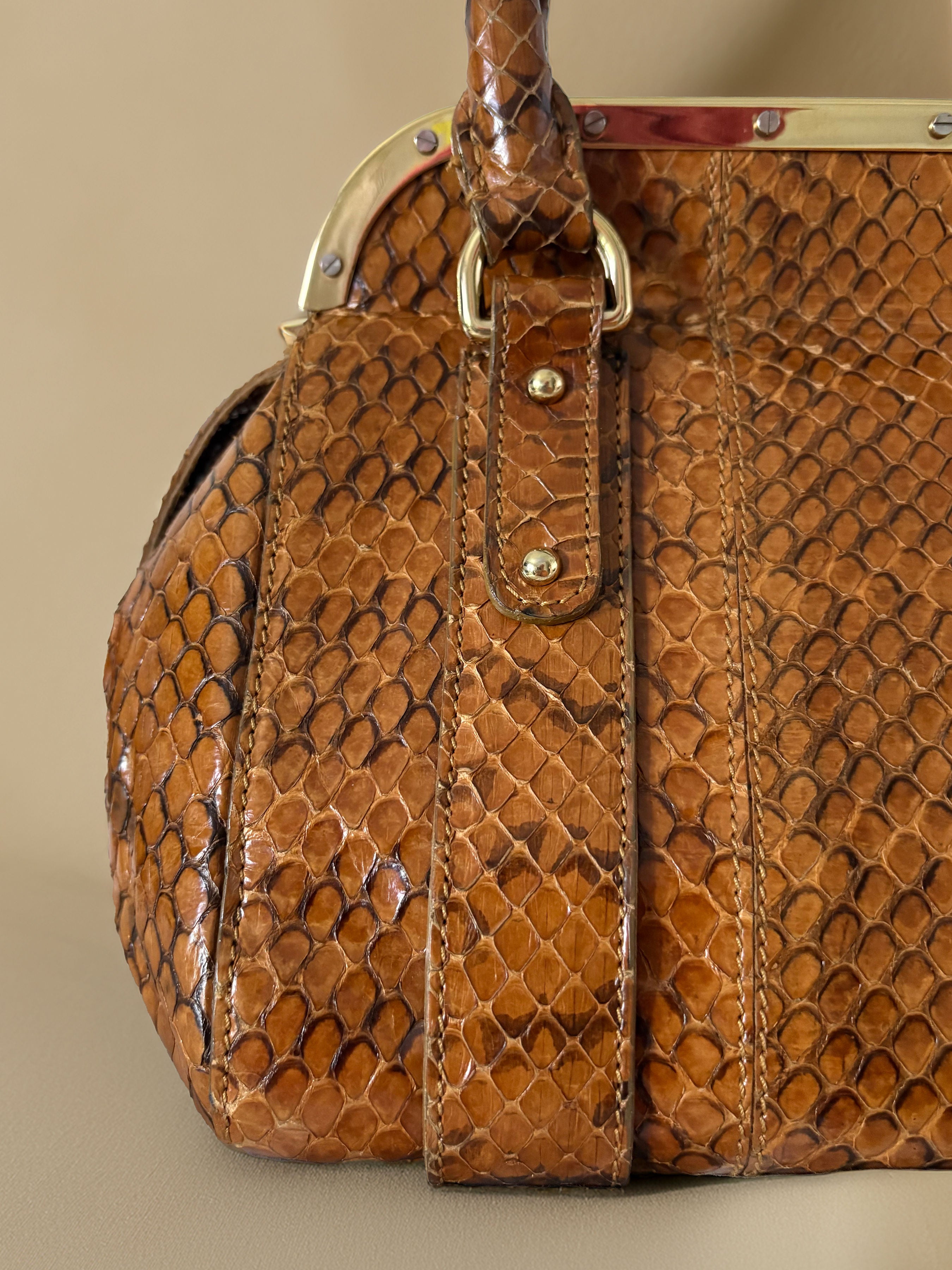 Dolce & Gabbana Brown Python Small Handbag
