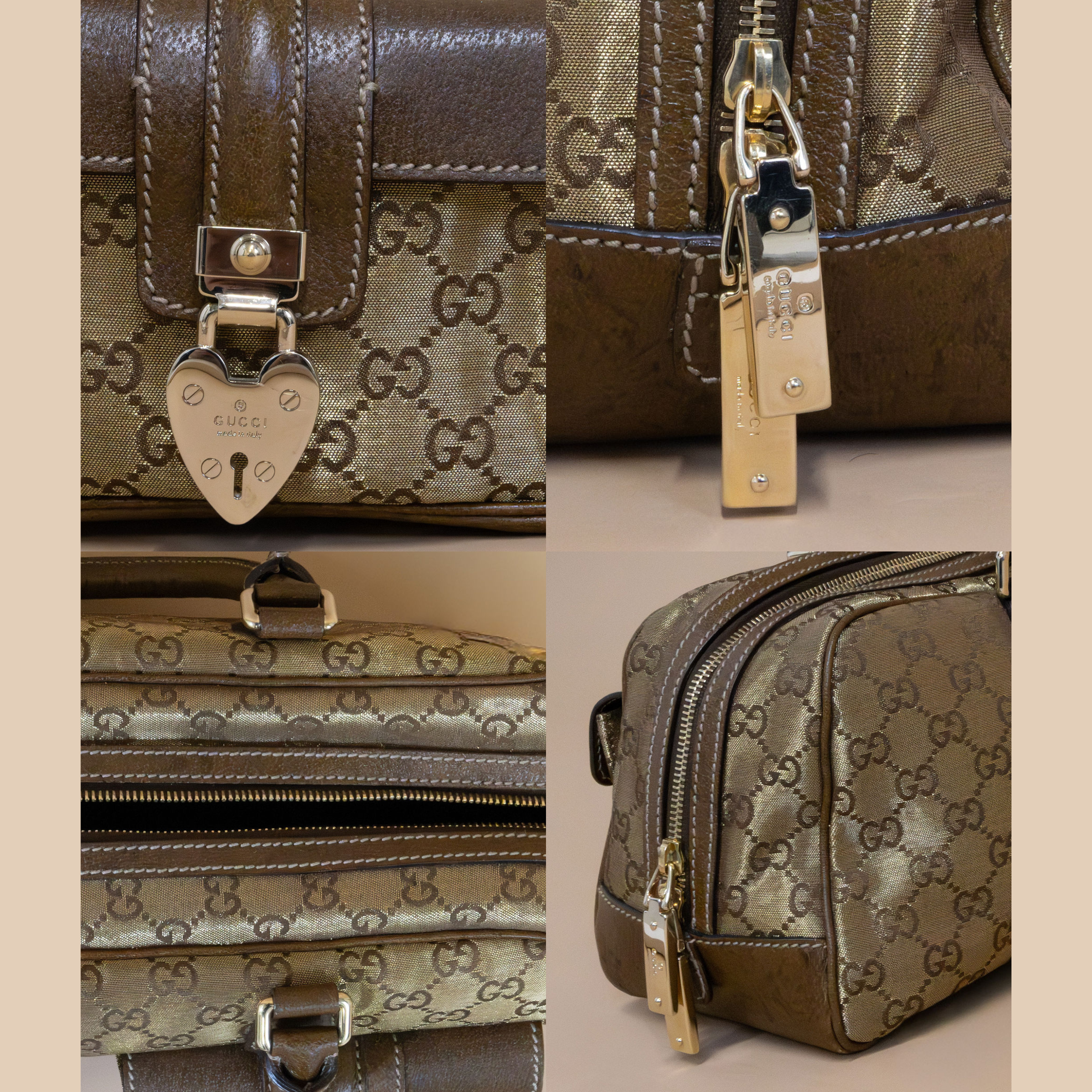 Gucci GG Lurex Gold Canvas Top Handle Bag – Vintage Statement Piece