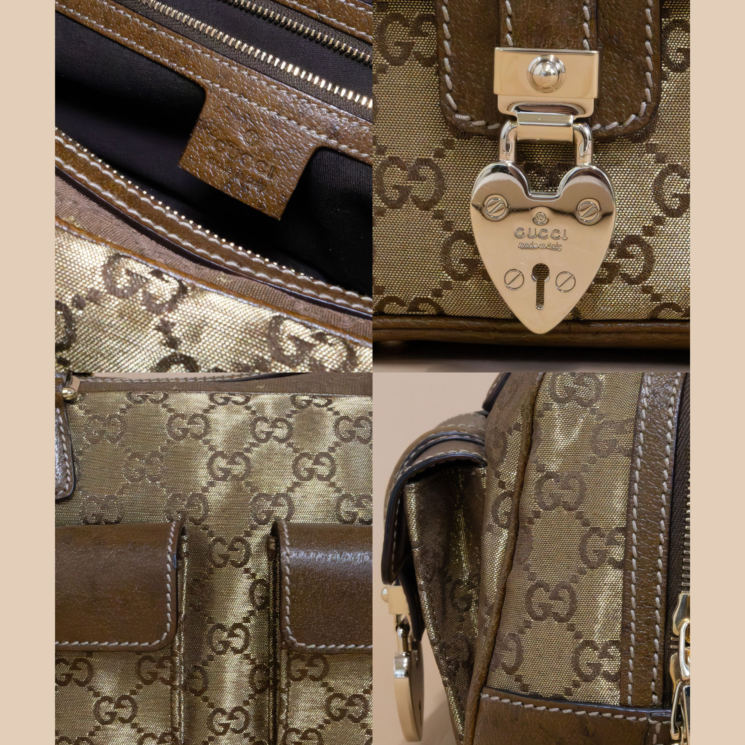 Gucci GG Lurex Gold Canvas Top Handle Bag – Vintage Statement Piece