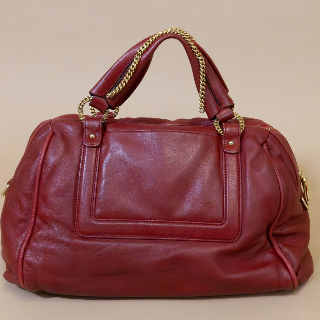 Christian Louboutin Red Leather Fringe Bag – Vintage Icon w/ Chain Details