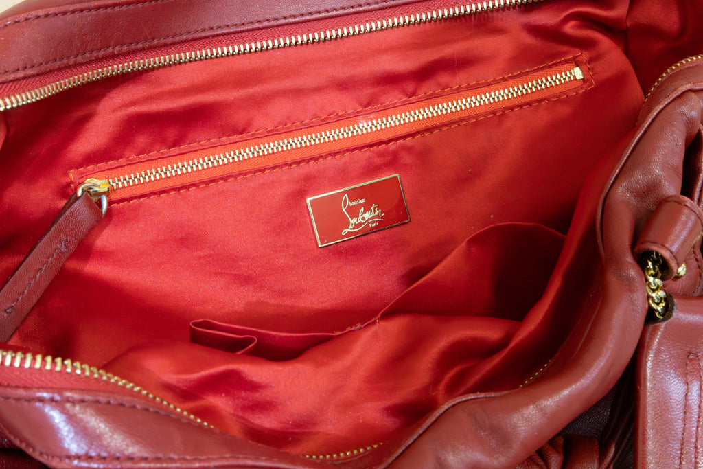 Christian Louboutin Red Leather Fringe Bag – Vintage Icon w/ Chain Details