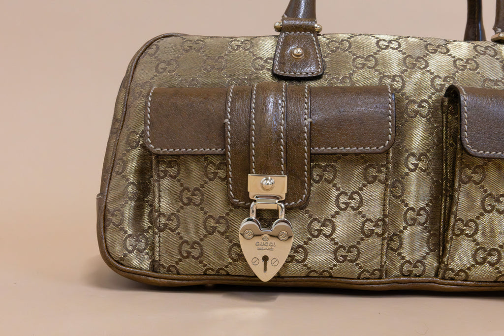 Gucci GG Lurex Gold Canvas Top Handle Bag – Vintage Statement Piece
