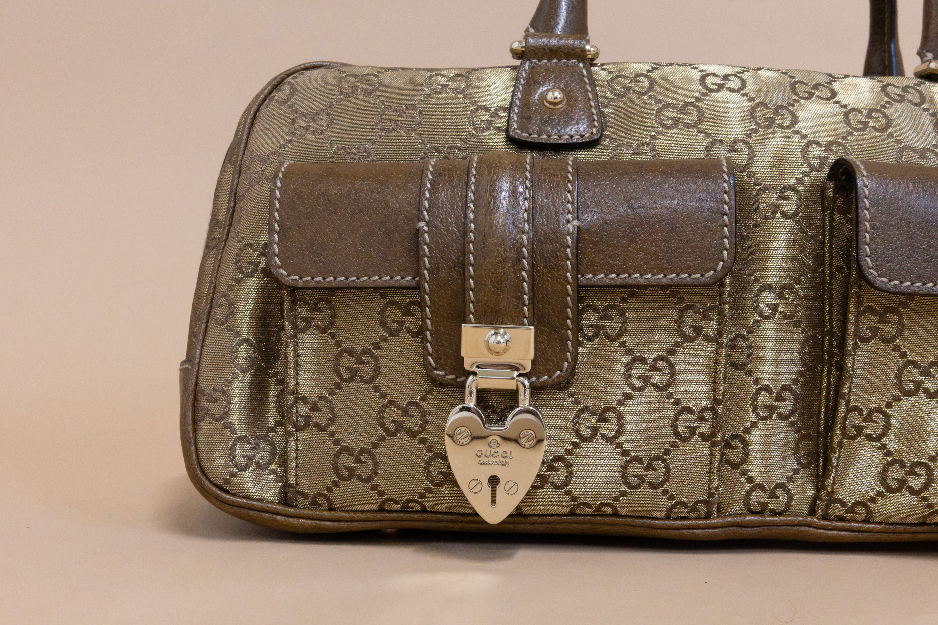 Gucci GG Lurex Gold Canvas Top Handle Bag – Vintage Statement Piece