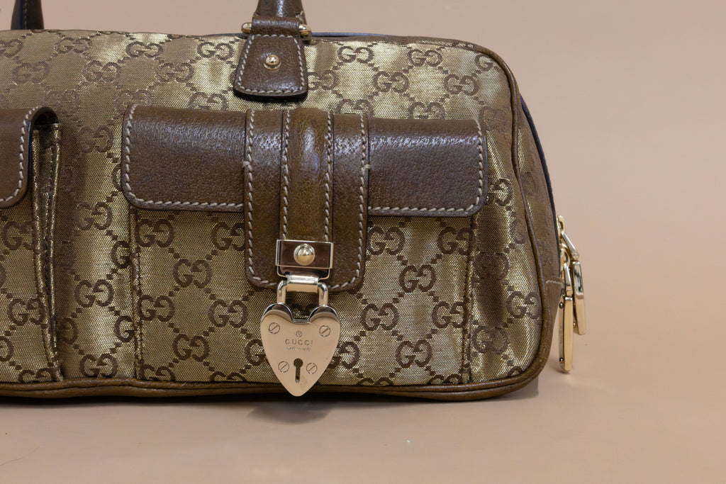 Gucci GG Lurex Gold Canvas Top Handle Bag – Vintage Statement Piece