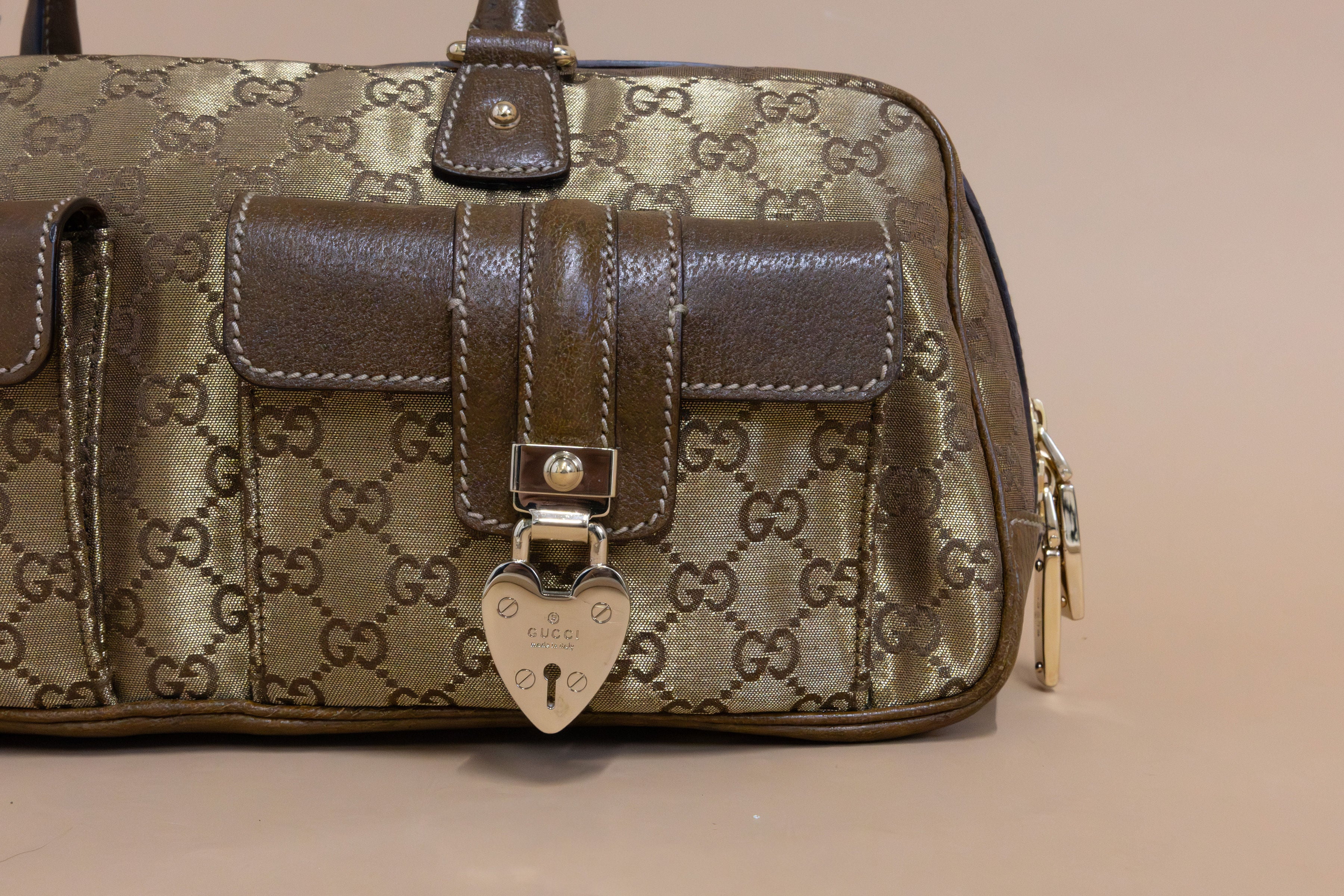 Gucci GG Lurex Gold Canvas Top Handle Bag – Vintage Statement Piece
