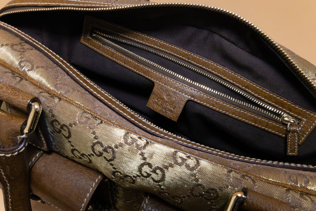 Gucci GG Lurex Gold Canvas Top Handle Bag – Vintage Statement Piece