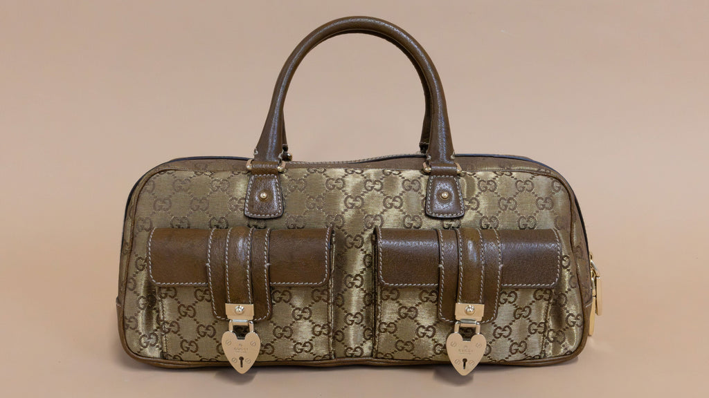 Gucci GG Lurex Gold Canvas Top Handle Bag – Vintage Statement Piece
