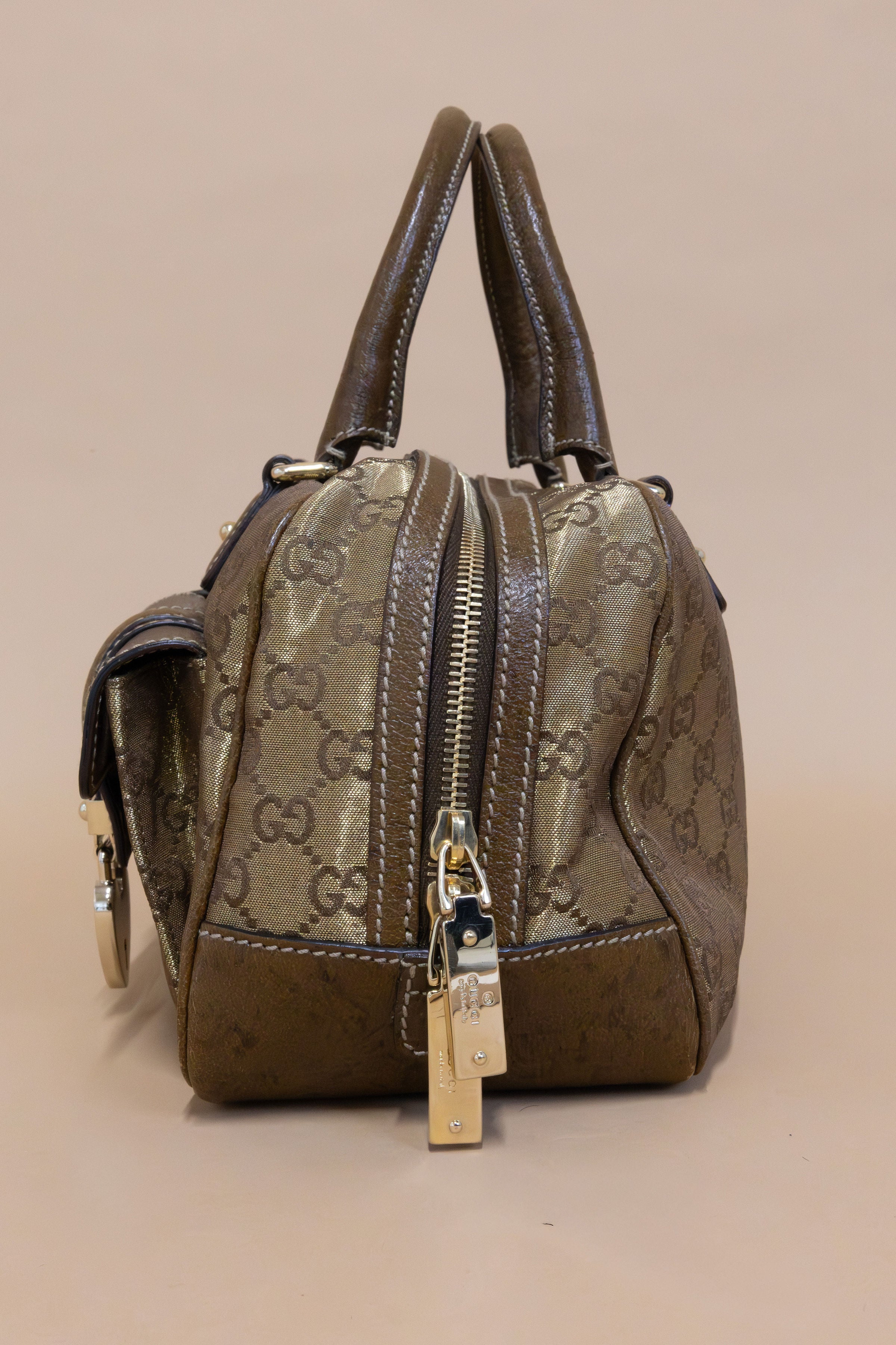 Gucci GG Lurex Gold Canvas Top Handle Bag – Vintage Statement Piece